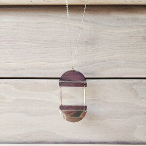 Delicate Half Moons Wood & Gold Necklace